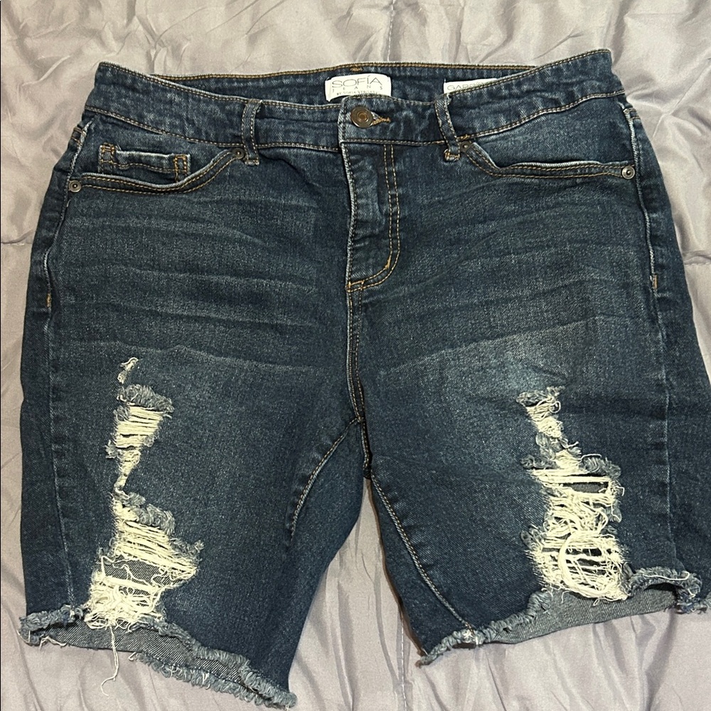 Distressed Denim Bermuda Sofia Vergara Shorts size 6